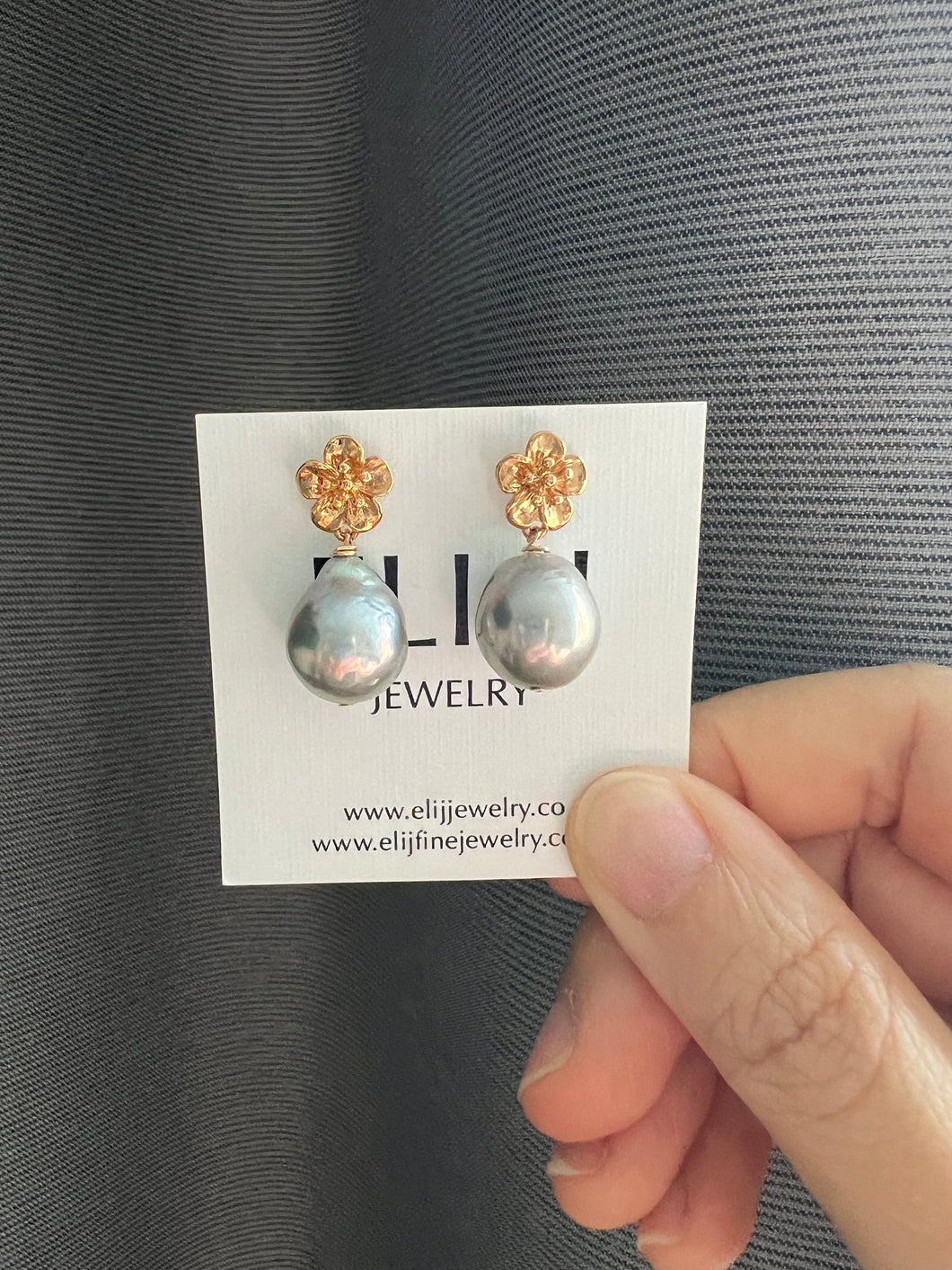 Silver Pearls Sakura Earring Studs
