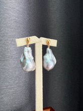 Load image into Gallery viewer, Silver Baroque Pearl Gold Earring Studs