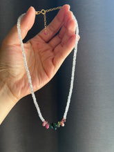 Load image into Gallery viewer, Tourmaline and Spinel MOP Dainty Gemstone Necklaces