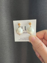 Load image into Gallery viewer, Plump Ivory Pearl Knot Earring Studs