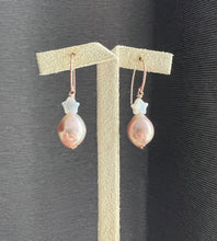 Load image into Gallery viewer, Peach Rainbow Pearls, MOP Star 14kRGF Earrings