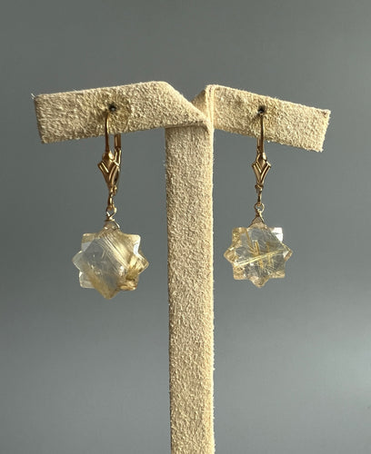(Rare) Golden Rutile Stars 14KGF Earrings
