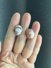 Load image into Gallery viewer, #4: Top Purple-Pink Rainbow Freshwater Baroque Pearl Earring Studs