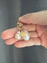 Load image into Gallery viewer, Large Ivory, Peach Pearls, Goldplated Key Bag Charm