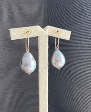 Load image into Gallery viewer, Silver-Rainbow Large Pearls 14KRGF Earrings