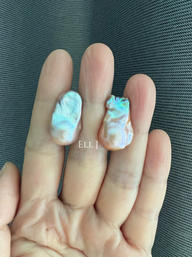 #6: Top Purple-Golden Rainbow Freshwater Baroque Pearl Earring Studs