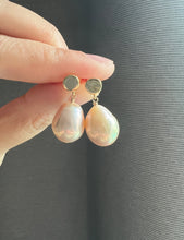 Load image into Gallery viewer, Peach Rainbow Edison Pearl Minimalist Earrings