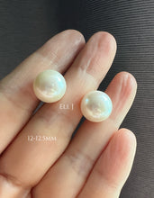 Load image into Gallery viewer, 12-12.5 Ivory FW Perfect Round Earring Studs