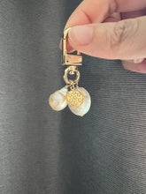 Load image into Gallery viewer, Large Ivory, Peach Pearls, Goldplated Key Bag Charm