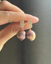 Load image into Gallery viewer, Rare Large Deep Purple-Pink Edison Pearl Earrings