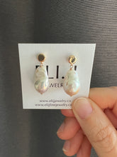 Load image into Gallery viewer, Ivory Rainbow Lustre Misfits, Gold Minimalist Earring Studs