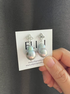 Silver Pearls Fleur de Lis Silver Earrings