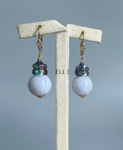 Type A Burmese Lavender Jadeite Balls, Gemstones 14KGF Earrings