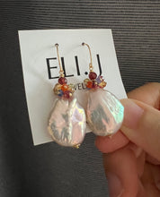 Load image into Gallery viewer, Rainbow-Pink Large Keshi Pearls, Gems 14KGF Earrings