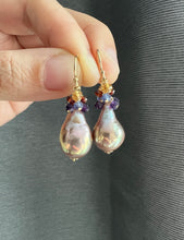 Load image into Gallery viewer, [RARE] Rainbow Purple-Gold Edison Pearls &amp; Gems 14KGF Earrings