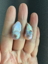 Load image into Gallery viewer, #1: Top Purple-Golden Rainbow Freshwater Baroque Pearl Earring Studs
