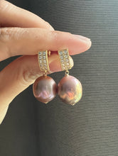 Load image into Gallery viewer, Rare Large Deep Purple-Pink Edison Pearl Earrings
