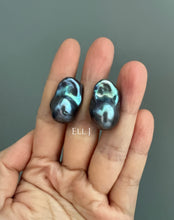 Load image into Gallery viewer, #5: Peacock Black Baroque Pearl Earring Studs
