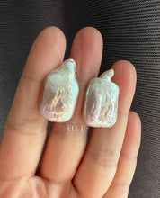 Load image into Gallery viewer, Large Pink Rectangular Keshi Pearl Earring Studs