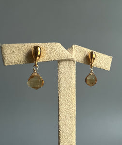 Citrine Teardrop Earring Studs