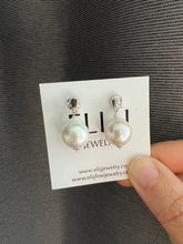 Load image into Gallery viewer, Ivory Freshwater Pearls on Silver Minimalist Earring Studs