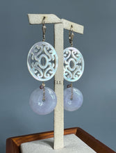 Load image into Gallery viewer, Type A Burmese Intense Lavender Jadeite, MOP 14KGF Earrings