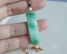 Load image into Gallery viewer, [EXCLUSIVE] Type A Burmese Green Jade Bar, Pearl Bracelet 14KGF
