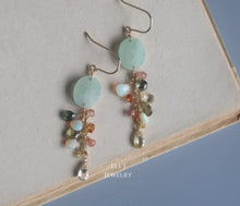 Load image into Gallery viewer, [EXCLUSIVE] Type A Burmese Green Jadeite Ovals, Opal, Zircon, Gems 14KGF Earrings