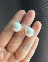 Load image into Gallery viewer, [RARE SIZE &amp; QUALITY] 14-14.5mm XL Perfect-Round Ivory FW Pearl Earring Studs