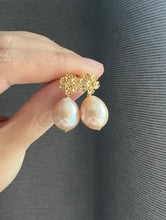 Load image into Gallery viewer, Pink-Peach Edison Pearl Bouquet Earrings