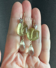 Load image into Gallery viewer, Lemon Quartz, Green Amethyst, Vtg Flowers 14kGF Earrings