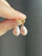 Load image into Gallery viewer, Small Pink-Peach Rainbow Edison Pearl Knot Earrings