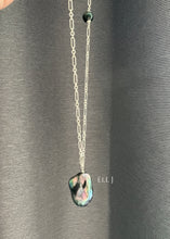 Load image into Gallery viewer, Black Peacock Baroque Pearl, Dark Green Jadeite, 925 Silver Necklace