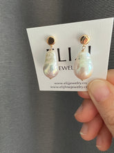 Load image into Gallery viewer, Ivory Rainbow Lustre Misfits, Gold Minimalist Earring Studs
