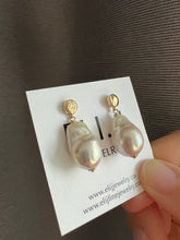 Load image into Gallery viewer, Ivory Rainbow Lustre Misfits, Gold Minimalist Earring Studs
