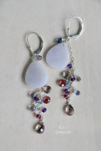 Load image into Gallery viewer, [EXCLUSIVE] Type A Burmese Lavender Jadeite Flat Teardrops, RARE Purple Sapphire, Tourmaline Gemstone 925 Silver Earrings
