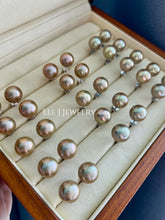 Load image into Gallery viewer, [NEW!] GOLDEN: Large Statement Golden Freshwater Pearl Earring Studs 925 Silver