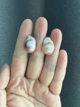 Load image into Gallery viewer, #7: Top Purple-Golden Rainbow Freshwater Baroque Pearl Earring Studs
