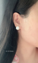 Load image into Gallery viewer, [RARE SIZE &amp; QUALITY] 14-14.5mm XL Perfect-Round Ivory FW Pearl Earring Studs