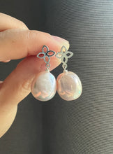 Load image into Gallery viewer, Rare Large Sweet Pink Edison Pearl Fleur de Lis Earrings
