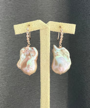 Load image into Gallery viewer, Rare Pink Peach Baroque Pearls 14kRGF Earrings