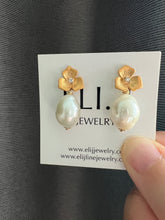 Load image into Gallery viewer, Ivory Pearls on Floral Earring Studs