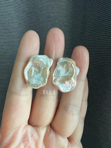 [VERY RARE] XL Keshi Pearl (Natural Peach Color) Earring Studs