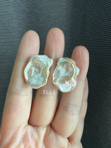 [VERY RARE] XL Keshi Pearl (Natural Peach Color) Earring Studs