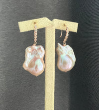 Load image into Gallery viewer, Rare Pink Peach Baroque Pearls 14kRGF Earrings