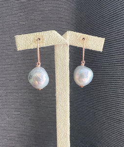 Light Silver Pearls 14KRGF Earrings
