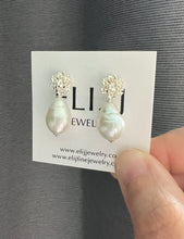 Load image into Gallery viewer, Ivory Pearls, Silver Bouquet Earring Studs