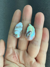Load image into Gallery viewer, #1: Top Purple-Golden Rainbow Freshwater Baroque Pearl Earring Studs