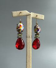 Load image into Gallery viewer, Vintage Colorful &amp; Red Glass Gems, Gemstones 14kGF Earrings