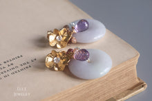 Load image into Gallery viewer, Large Type A Burmese Lavender Jadeite Donuts &amp; Gems 14KGF Earrings